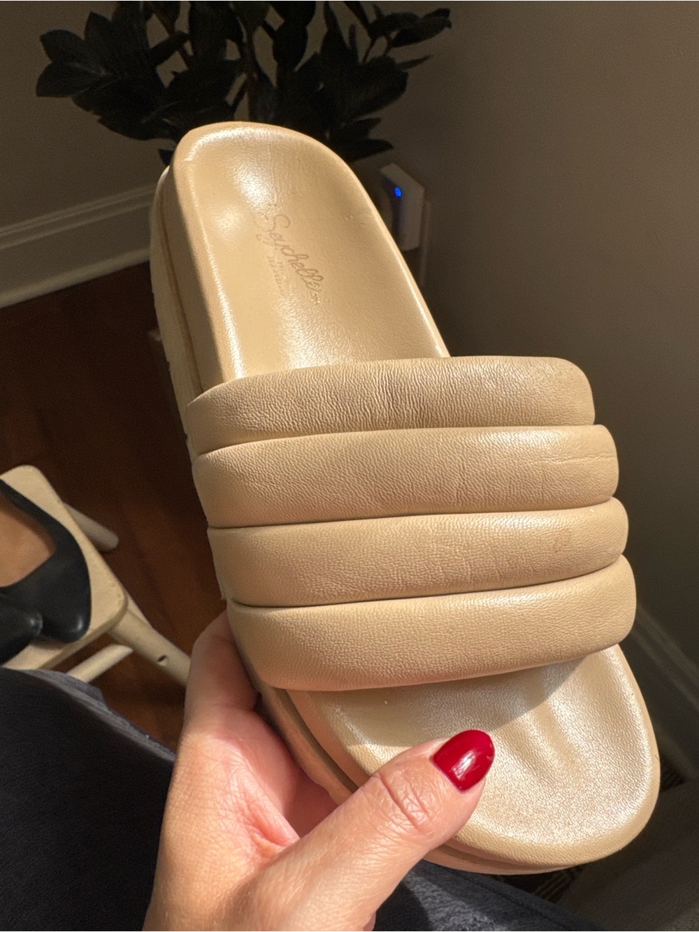 Seychelles Padded Slide Sandals in Beige